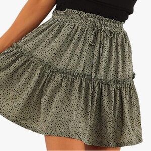Polka Dot Skirt in Olive Green